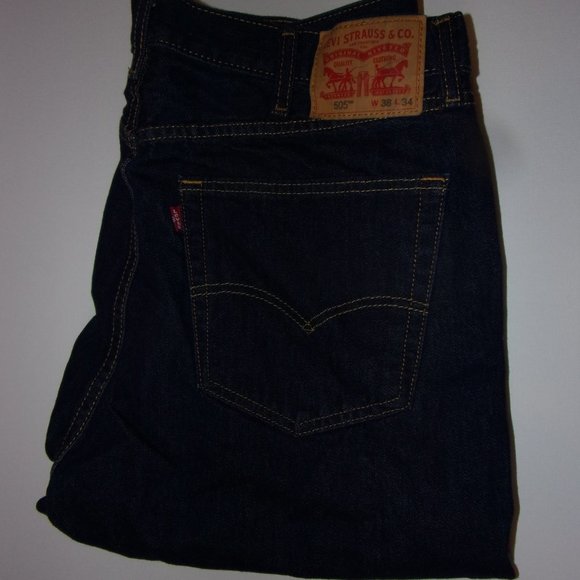 Levi Strauss & Co Men's Regular Fit 505 Dark Blue 38 x 34 - Picture 2 of 6
